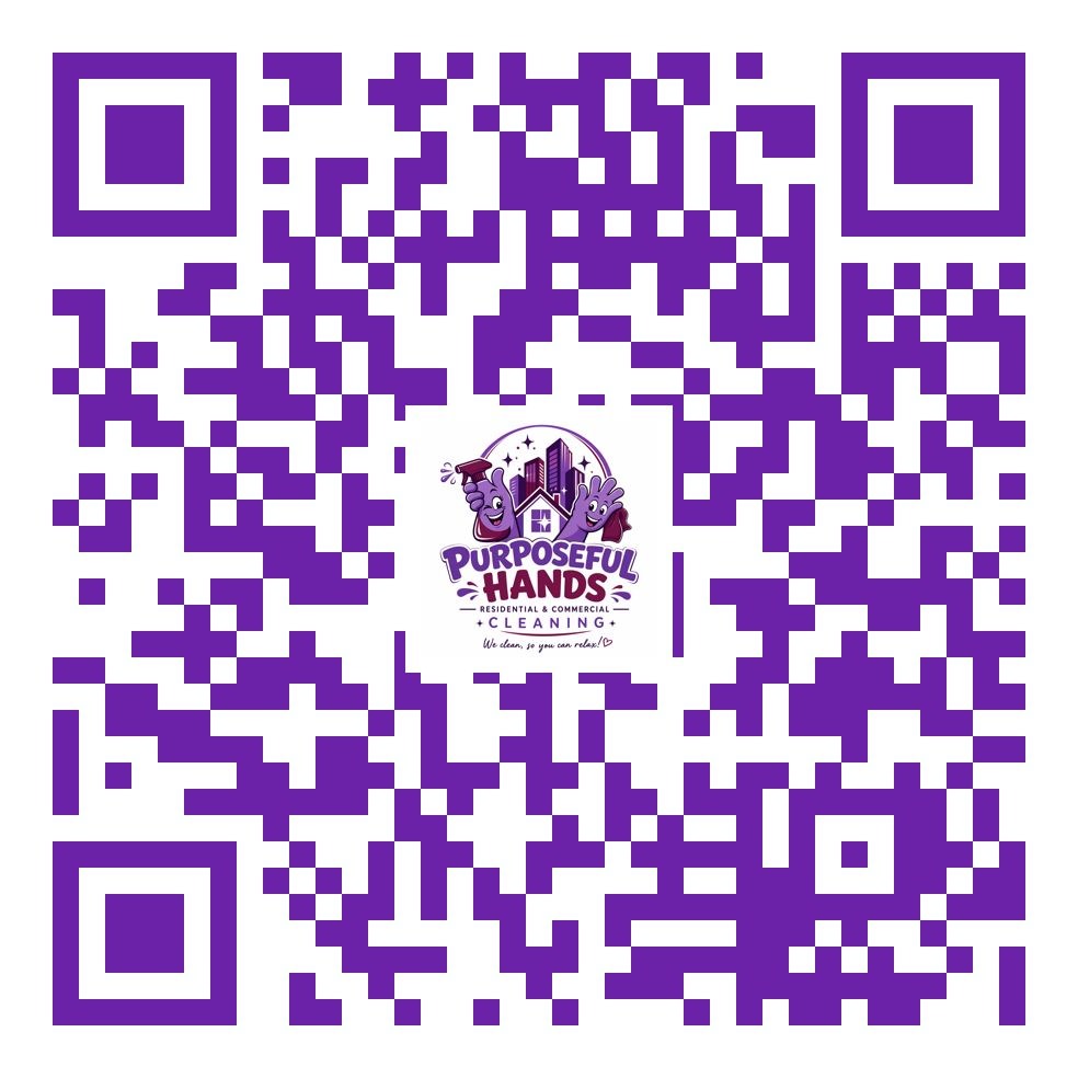 Purposeful Hands QR Sticker QR code linking to purposefulhandscleaning.com